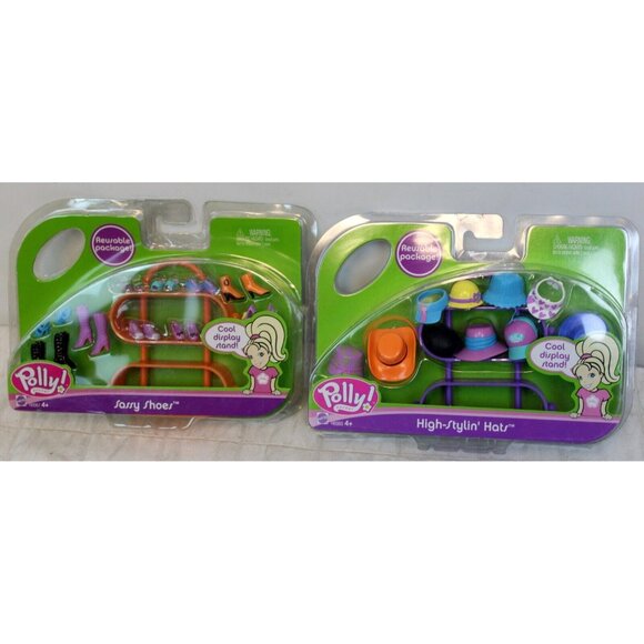 32 Pc NEW Polly Pocket Set Sassy Shoes High Stylin Hats Doll Accessories H0065 - Picture 1 of 5